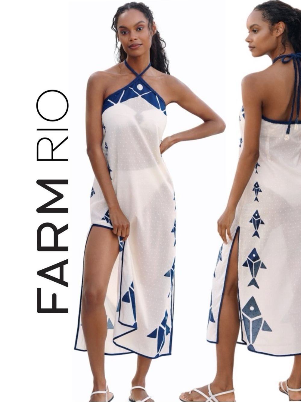 Farm Rio x Anthropologie Graphic Halter Dress